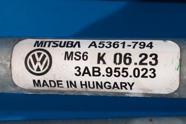 Viskermotor frontrute komplett m/overføring til VW Passat 2011-2015 (B7) (B7) (VAG|3AB 955 023|3AB 955 419|)