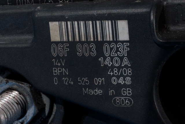 Dynamo diesel til VW Golf VI 2008-2012  (BOSCH|0 124 525 091|06F 903 023 F. 14 VOLT - 140 AMP|)
