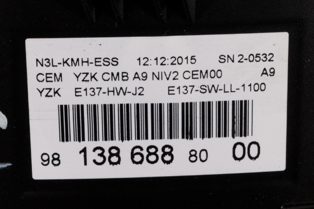 Instrumentpanel til Peugeot 208 2012-2019 (Type I) (PEUGEOT|98 138688 80|)