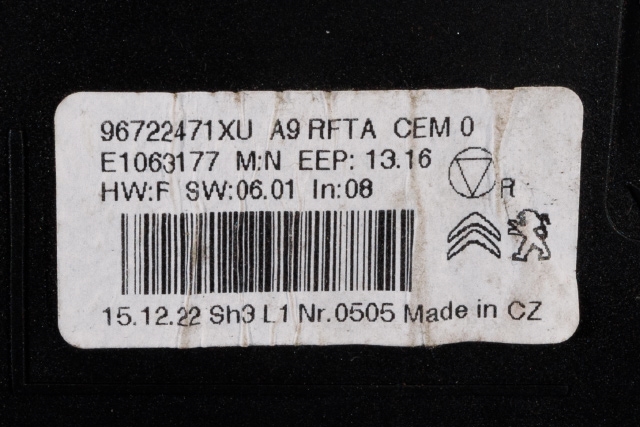 Varmeapparat betjening til Peugeot 208 2012-2019 (Type I)  (PEUGEOT|96 722471 XU|)