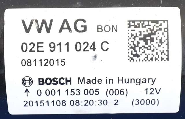 Starter diesel til VW Tiguan 2011-2016 (Type I, Fase 2)  (BOSCH|0 001 153 005|02E 911 024 C|)