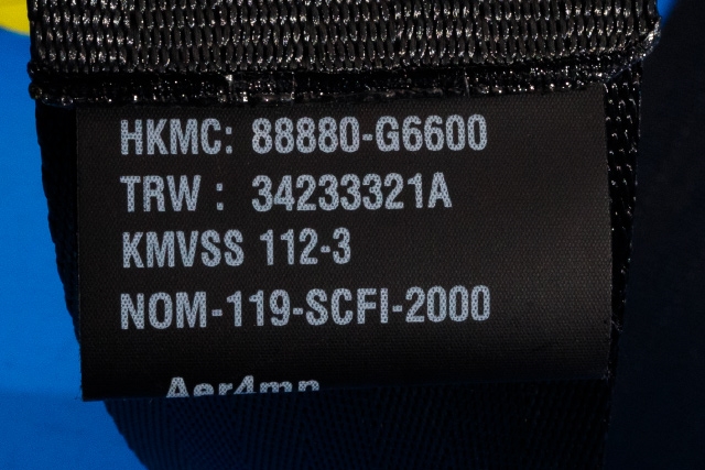 Sikkerhetsbelte foran høyre til Kia Picanto 2017-->> (Type III)  (KIA|88880-G6600|)