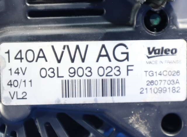 Dynamo diesel til VW Golf VI 2008-2012 (VALEO|TG14C026|03L 903 023 F. 14 VOLT - 140 AMP|)