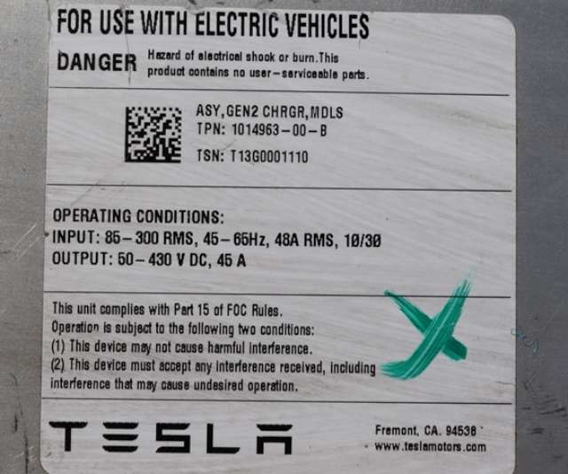 Batterilader (OBC - On Board Charger) til Tesla Model S 2013-2016 (Fase 1) (TESLA|1014963-00-B|)