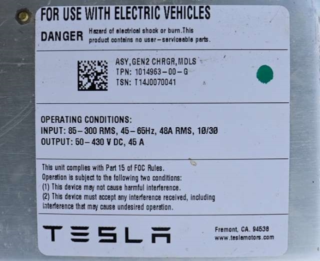 Batterilader (OBC - On Board Charger) til Tesla Model S 2013-2016 (Fase 1)  (TESLA|1014963-00-G|)