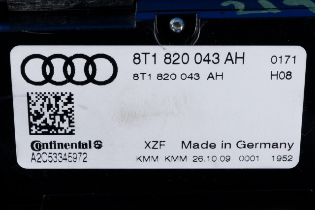 Varmeapparat betjening til Audi A4 2007-2014 (Type IV) (B8) (B8) (VAG|8T1 820 043 AH|)