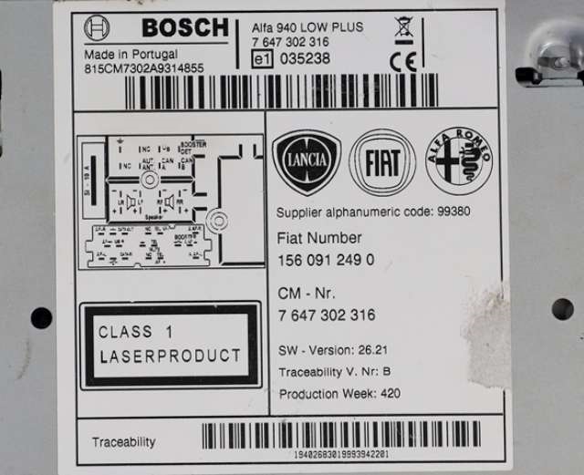 Bilstereo til Alfa Romeo Giulietta 2010-2018 (BOSCH|7 647 302 316|1560912490|)