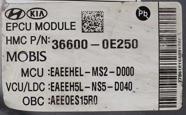 Motor power controller elbil (EPCU/PDM) til Hyundai Ioniq Electric 2016-2019 (Fase 1) (HYUNDAI|36600-0E250|)