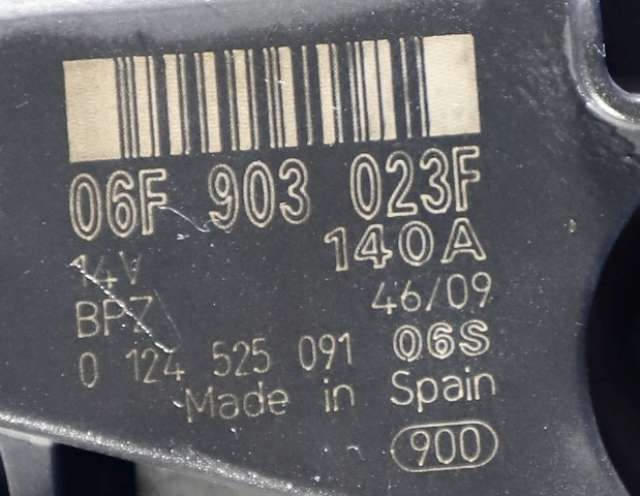 Dynamo diesel til Škoda Octavia 2009-2013 (Type II, Fase 2) (BOSCH|0 124 525 091|06F 903 023 F. 14 VOLT - 140 AMP|)
