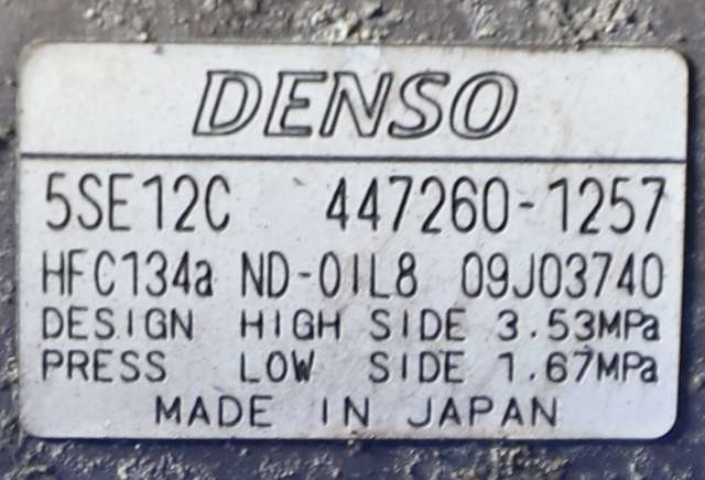 Aircondition kompressor til Toyota RAV4 2006-2009 (Type III, Fase 1) (DENSO|447260-1257|)