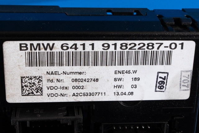 Varmeapparat betjening til BMW 1-Serie 2004-2011 (E81/E82/E87/E88) (E81/E82/E87/E88) (VDO|A2C53307711|64.11-9 182 287|)