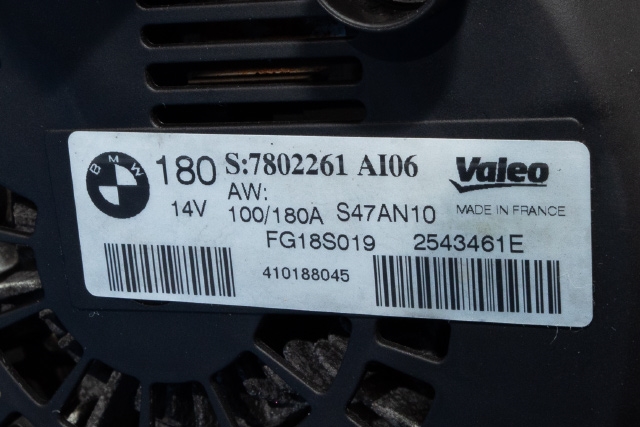 Dynamo diesel til BMW X1 2009-2015 (E84) (E84) (VALEO|FG18S019|7 802 261. 14 VOLT - 180 AMP|)