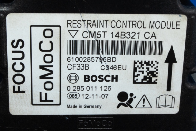 Styreenhet airbag hovedsensor til Ford Focus 2011-2014 (Type III, Fase 1)  (BOSCH|0 285 011 126|CM5T-14B321-CA|)