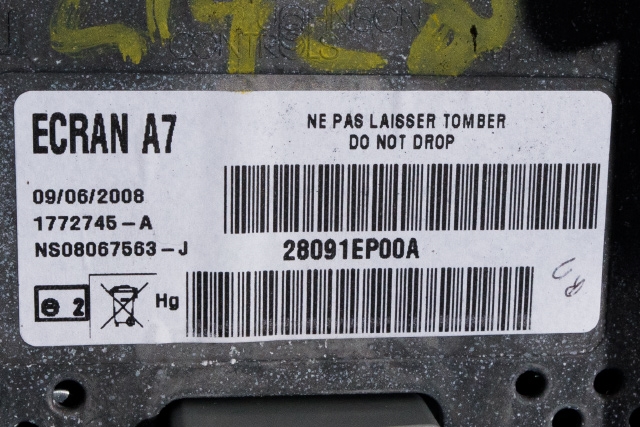 Bilstereo navigasjon skjerm til Nissan Qashqai 2007-2010 (Type I, Fase 1) (NISSAN|28091-EP00A|)