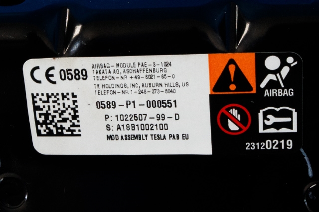 Airbag passasjer til Tesla Model S 2016-2021 (Fase 2) (TESLA|1022507-99-D|)