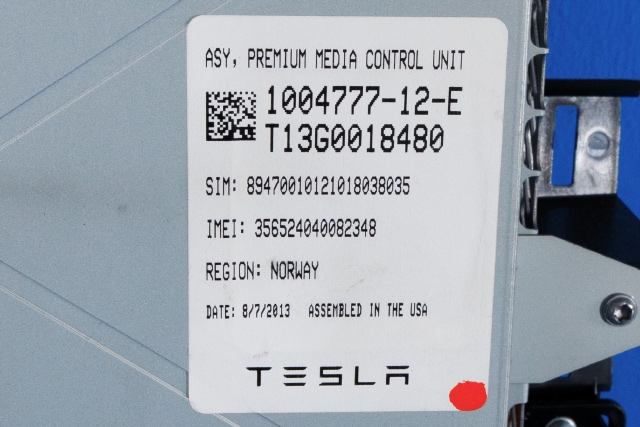 Multimedia display (MCU - Media Controller Unit) til Tesla Model S 2013-2016 (Fase 1)  (TESLA|1004777-12-E|)