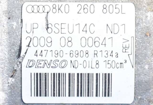 Aircondition kompressor til Audi Q5 2008-2012 (Type I, Fase 1) (DENSO|447190-6908|8K0 260 805 L|)