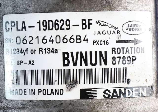 Aircondition kompressor til Jaguar XF 2015-->> (X260) (X260) (SANDEN|8789P|CPLA-19D629-BF|)