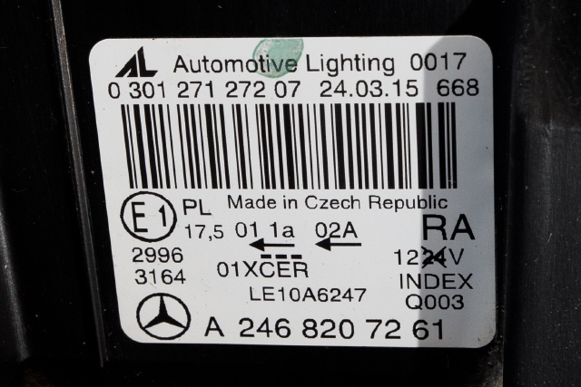 Frontlykt høyre xenon til Mercedes B-Klasse, electric drive 2014-2018 (W242) (W242) (MERCEDES|A 246 820 72 61|)