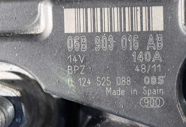 Dynamo til VW Scirocco 2008-2013 (BOSCH|0 124 525 088|06B 903 016 AB. 14 VOLT - 140 AMP|)