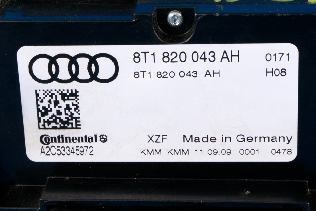 Varmeapparat betjening til Audi A4 2007-2014 (Type IV) (B8) (B8) (VAG|8T1 820 043 AH|)