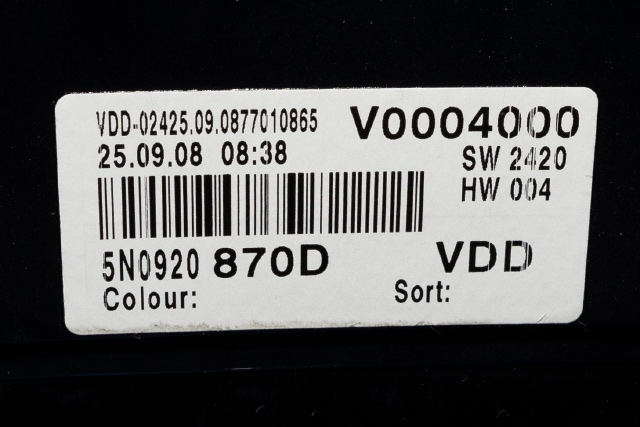 Instrumentpanel til VW Tiguan 2007-2011 (Type I, Fase 1) (VDO|110.080.360/008|5N0 920 870 D|)
