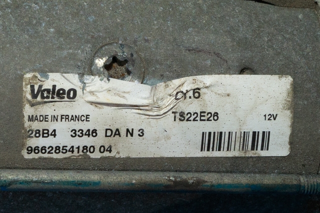 Starter diesel til Peugeot Partner 2008-2015 (Type II, Fase 1)  (VALEO|TS22E26|96 628541 80|)