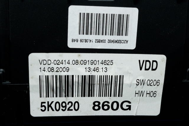 Instrumentpanel til VW Golf VI 2008-2012 (VAG|5K0 920 860 G|)