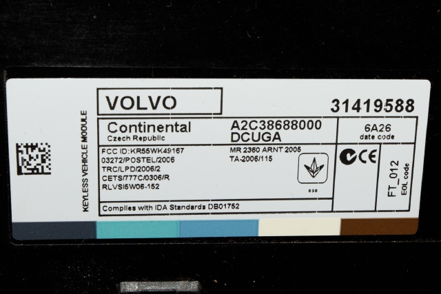 Styreenhet nøkkelfri/keyless til Volvo V60/V60 CC 2013-2018 (Type I, Fase 2)  (VOLVO|31419588|)