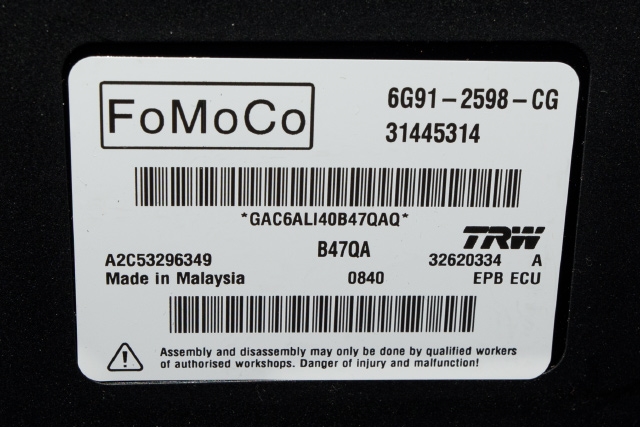 Styreenhet elektrisk parkbrems (EPB - Electric Parking Brake) til Volvo V60/V60 CC 2013-2018 (Type I, Fase 2)  (FORD|6G91-2598-CG|31445314|)