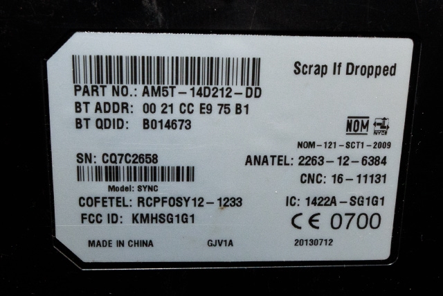 Styreenhet bluetooth til Ford Focus 2011-2014 (Type III, Fase 1)  (FORD|AM5T-14D212-DD|)