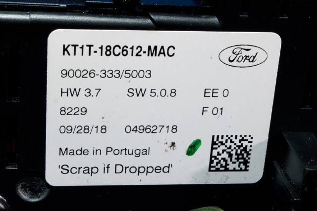 Varmeapparat betjening til Ford Transit Connect 2018-->> Type II, Fase 2  (FORD|KT1T-18C612-MAC|)