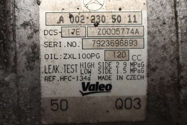 Aircondition kompressor til Mercedes C-Klasse 2007-2011 (Fase 1) (W204) (W204) (VALEO|Z0005774A|A 002 230 50 11|)