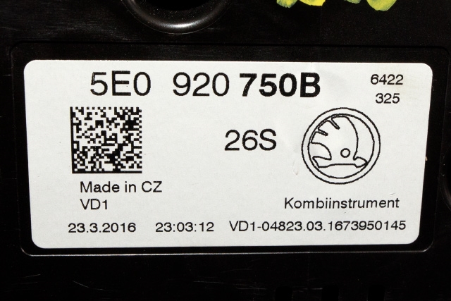Instrumentpanel til Škoda Octavia 2013-2016 (Type III, Fase 1)  (VAG|5E0 920 750 B|)