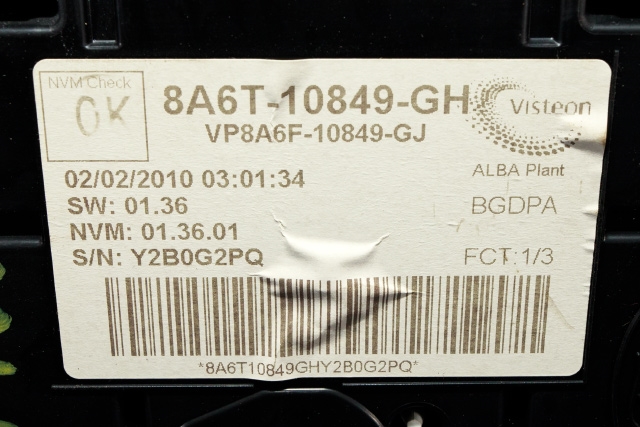 Instrumentpanel til Ford Fiesta 2008-2012 (Type VI, Fase 1) (FORD|8A6T-10849-GH|)