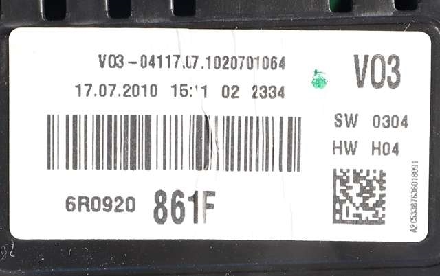 Instrumentpanel til VW Polo 2009-2014 (Type V, Fase 1)  (VDO|A2C53387636|6R0 920 861 F|)
