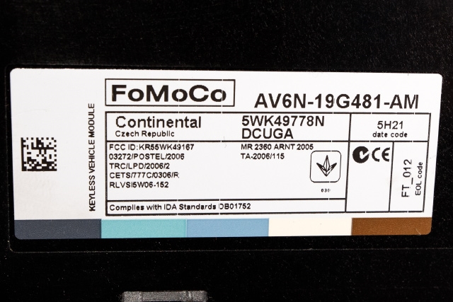 Styreenhet nøkkelfri/keyless til Ford Kuga 2013-2019  (CONTINENT|5WK4 9778N|AV6N-19G481-AM|)