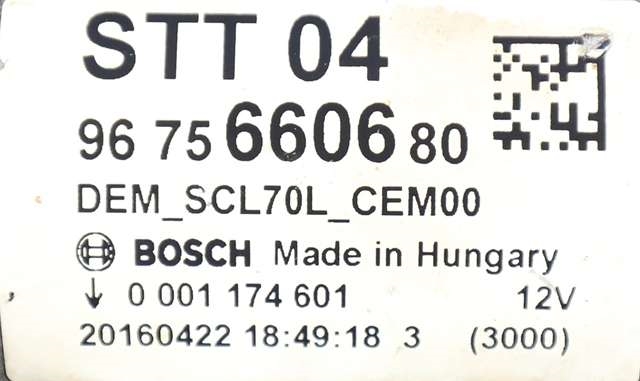 Starter diesel til Toyota Proace 2016-->> (Type II) (BOSCH|0 001 174 601|96 756606 80|)