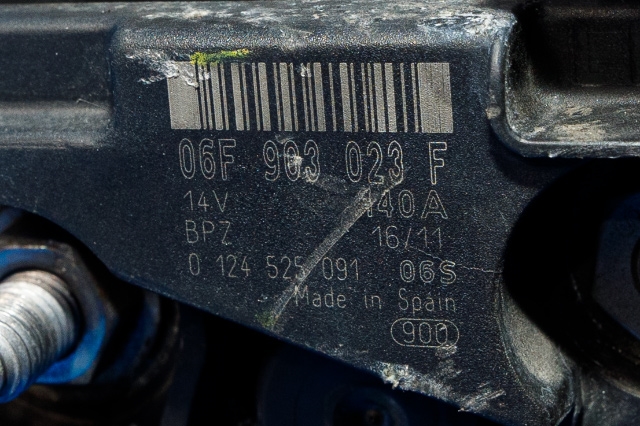 Dynamo diesel til Škoda Octavia 2009-2013 (Type II, Fase 2) (BOSCH|0 124 525 091|06F 903 023 F. 14 VOLT - 140 AMP|)