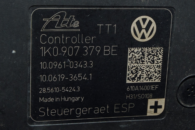 ABS sentral til VW Touran 2010-2015 (Type I, Fase 3)  (VAG|1K0 614 517 CP|1K0 907 379 BE|)