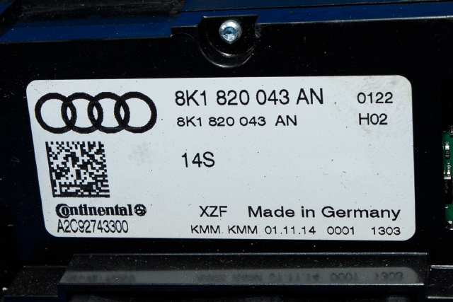 Varmeapparat betjening til Audi A4 2007-2014 (Type IV) (B8) (B8) (VAG|8K1 820 043 AN|)