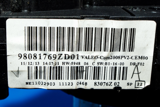 Bryter combi til Peugeot 2008 2013-2019 (Type I)  (PEUGEOT|98 081769 ZD-01|)