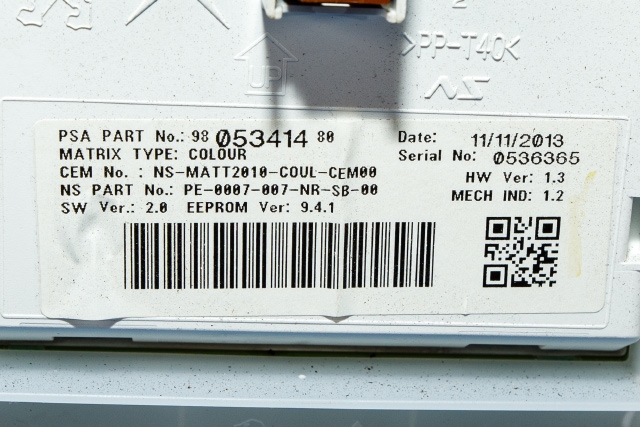 Instrumentpanel til Peugeot 2008 2013-2019 (Type I)  (PEUGEOT|98 053414 80|)