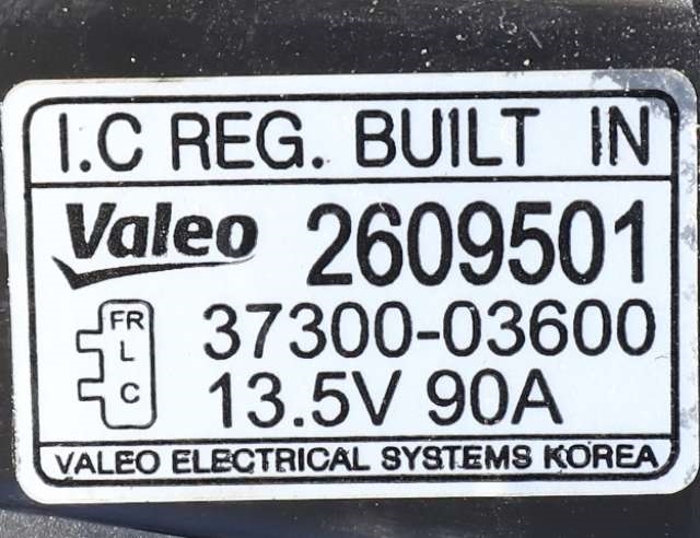 Dynamo til Kia Rio 2011-2017 Type III  (VALEO|2609501|37300-03600. 13.5 VOLT - 90 AMP|)