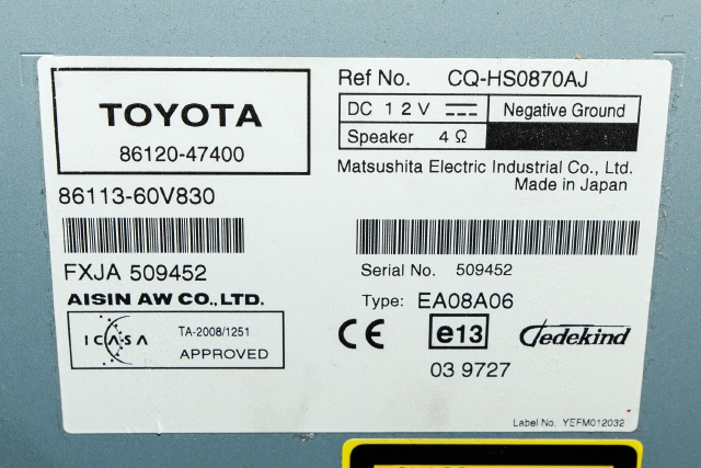 Bilstereo navigasjon til Toyota Prius 2009-2016 (Type III) (COMBI) (COMBI) (TOYOTA|86120-47400|)