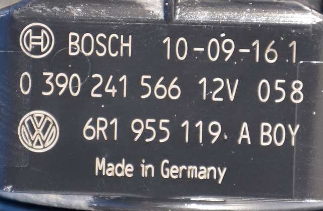 Viskermotor frontrute komplett m/overføring til VW Polo 2009-2014 (Type V, Fase 1) (BOSCH|0 390 241 566|6R1 955 119 A|)