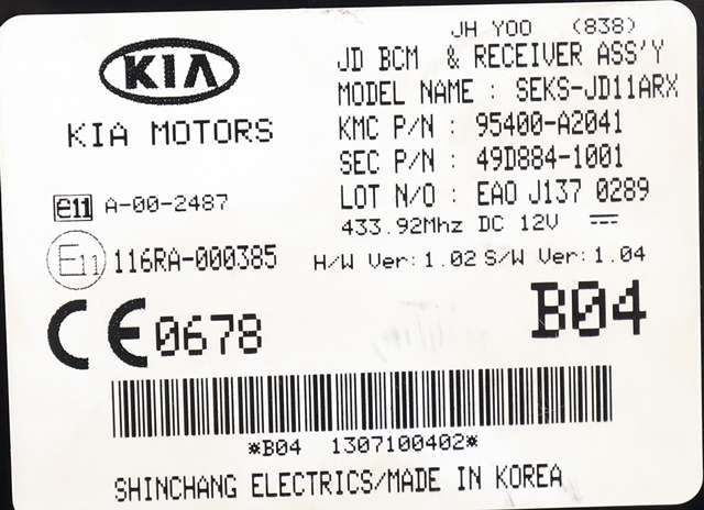 Styreenhet comfort (BCM) til Kia Cee
