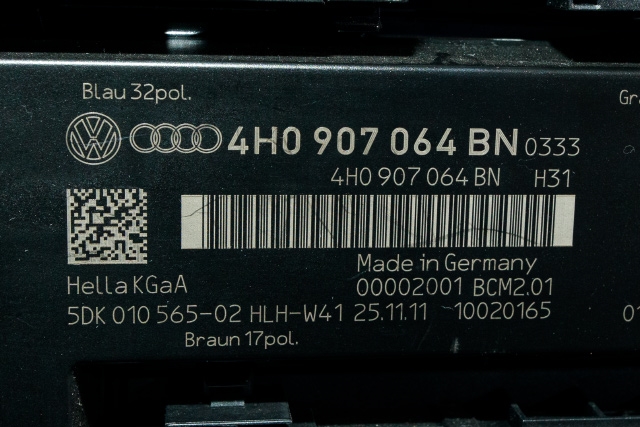 Styreenhet comfort (BCM) til Audi A6 2011-2014 (Type IV, Fase 1) (C7) (C7) (HELLA|5DK 010 565-02|4H0 907 064 BN|)