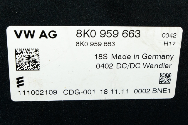 Styreenhet diverse til Audi A6 2011-2014 (Type IV, Fase 1) (C7) (C7) (VAG|8K0 959 663|)