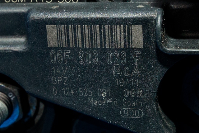 Dynamo diesel til Škoda Octavia 2009-2013 (Type II, Fase 2) (BOSCH|0 124 525 091|06F 903 023 F. 14 VOLT - 140 AMP|)